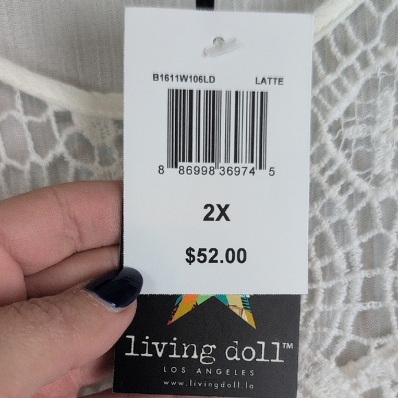 Living Doll White Flutter Sleeve Embellished Blouse - Picture 5 of 6